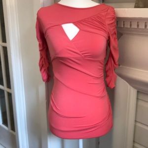 Guess 3/4 Sleeve peek a boo shirred top